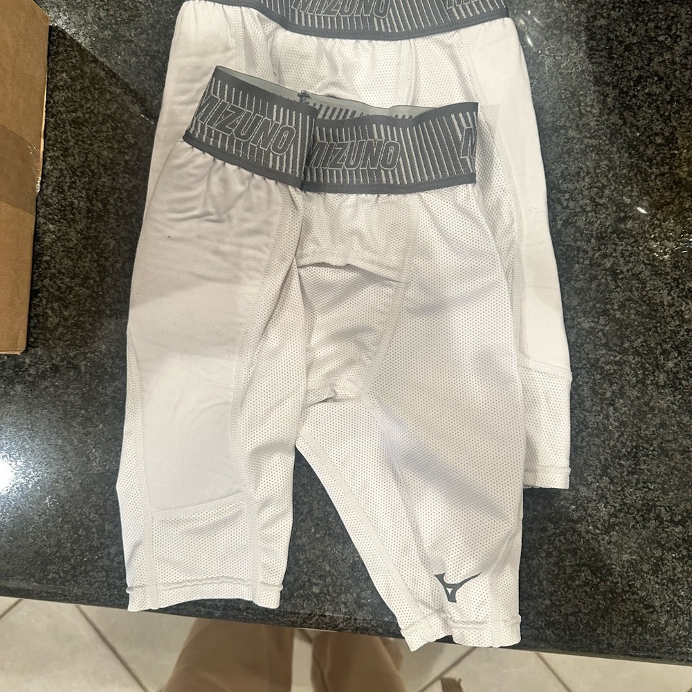 2 Pairs Mizuno Boys Sliding Shorts White YS